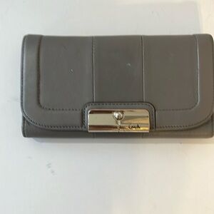 COACH KRISTIN TRIFOLD WALLET IN GRAY WITH CHECK BOOK COVER